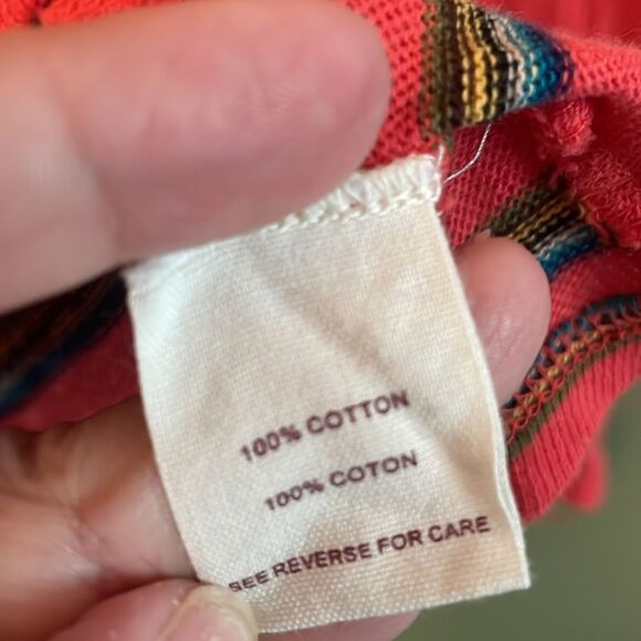 Y2K VTG Free People Striped Sweater V-Neck Cotton Long Sleeve Sz L - Picture 5 of 8